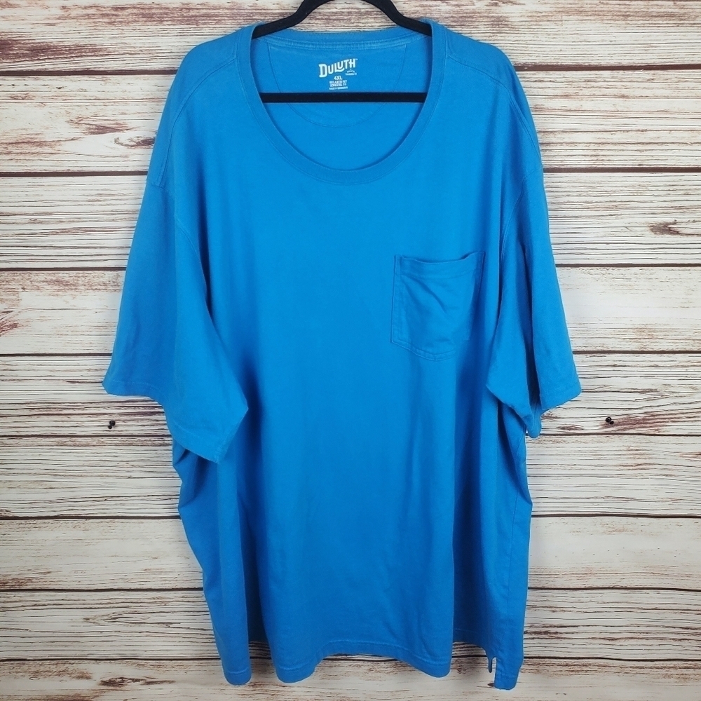 Duluth Trading Mens 4XL Blue Short Sleeve Pocket Longtail T Tee T-Shirt     #106